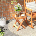 14 Inch Compact Folding Side Table with Slatted Tabletop - Natural - Patio Coffee Tables