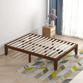 14 Inch Full Size Wood Platform Bed Frame with Wood Slat Support-Coffee Costway