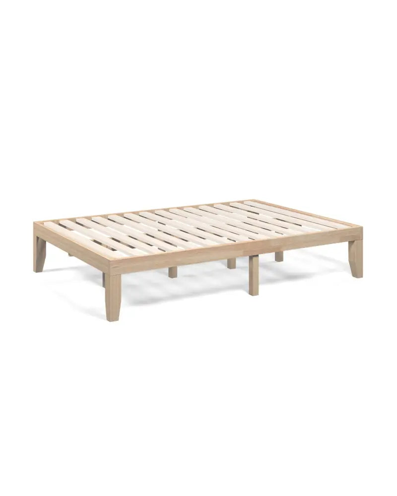 14 Inch Full Size Wood Platform Bed Frame with Wood Slat Support-Natural - Natural - Simple Bed Frame