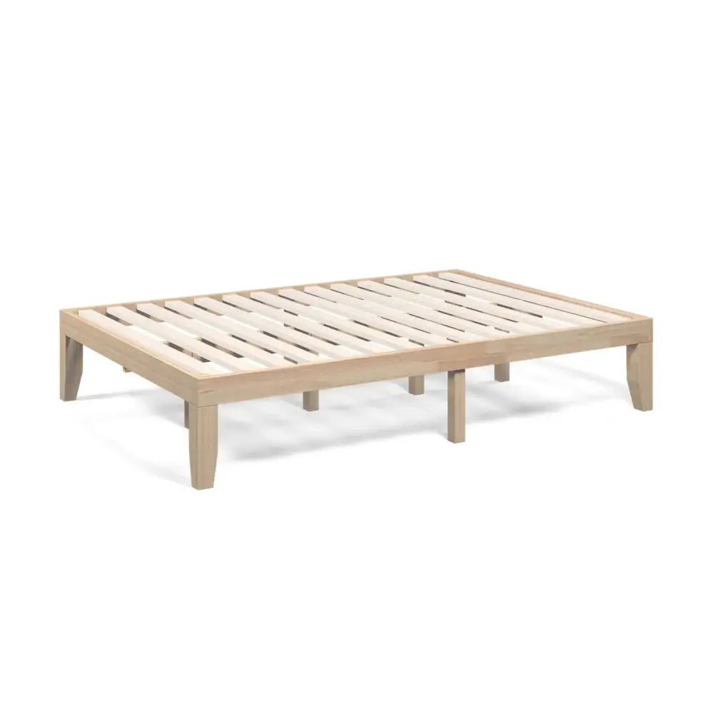 14 Inch Full Size Wood Platform Bed Frame with Wood Slat Support-Natural Costway
