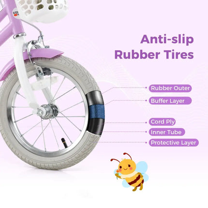14 Inch Girls Bike Kids Bicycle with Doll Seat and Streamers for Children 3 - 5 Years Old - Oasis Home Essentials