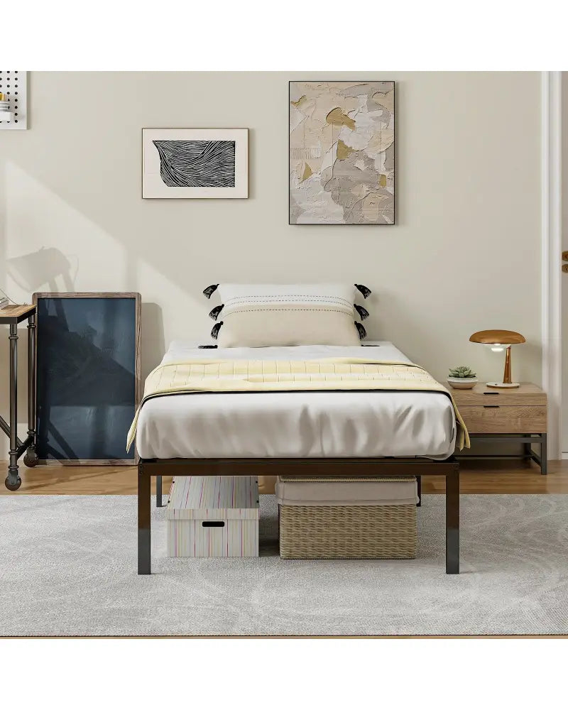 14 Inch Heavy Duty Metal Platform - Black - Simple Bed Frame