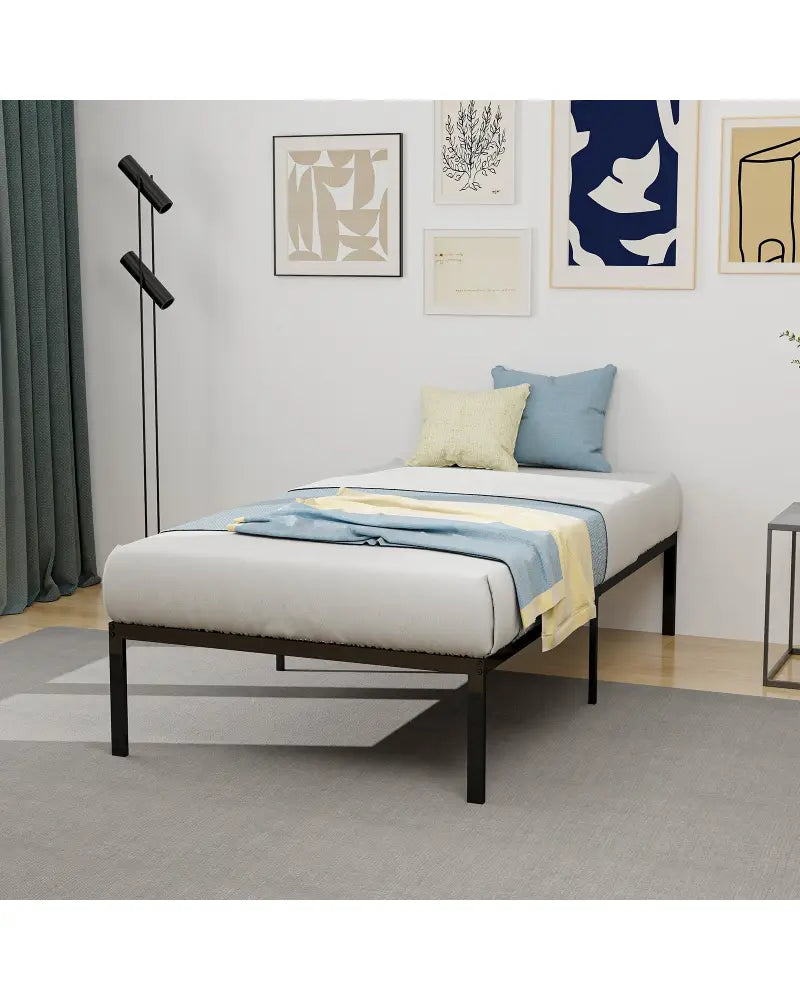 14 Inch Heavy Duty Metal Platform - Black - Simple Bed Frame