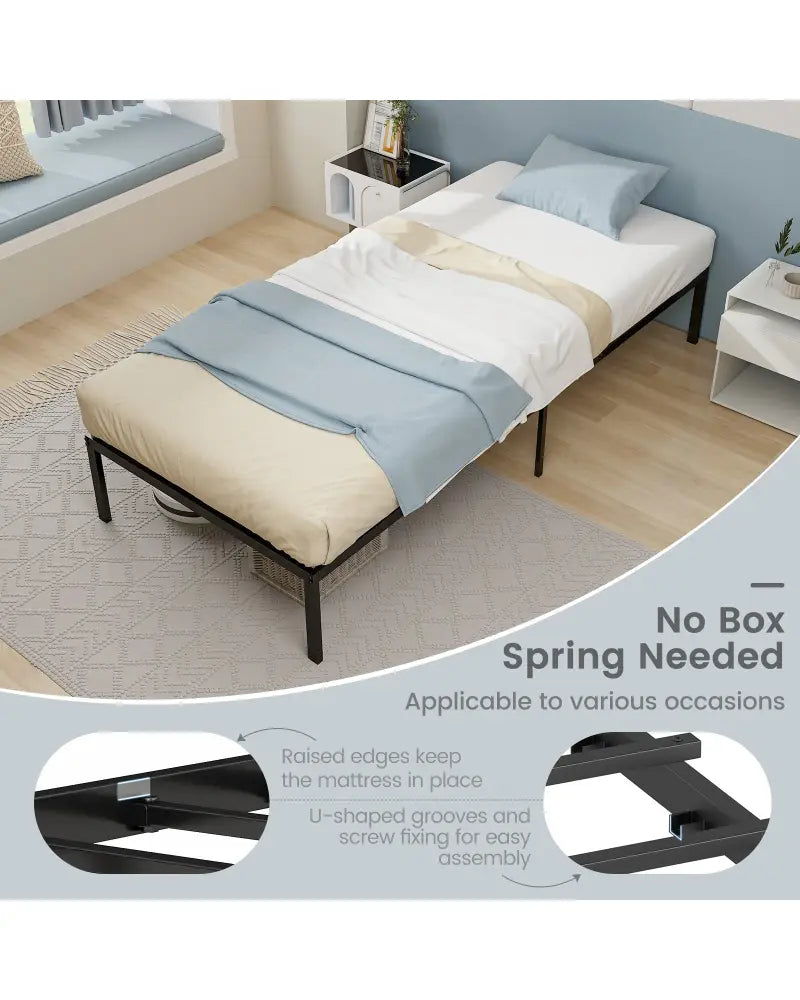 14 Inch Heavy Duty Metal Platform - Black - Simple Bed Frame