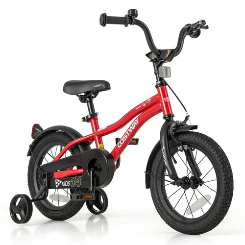 14 Inch Kids Bike Adjustable Bicycle with Reflectors and Bell for 3-5 Years Old - Red - Kids Bike