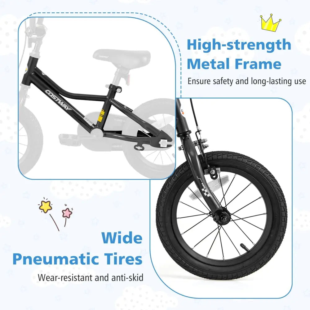 14 Inch Kids Bike Adjustable for 3 - 5 Years Old with Low - Step Frame - Oasis Home Essentials