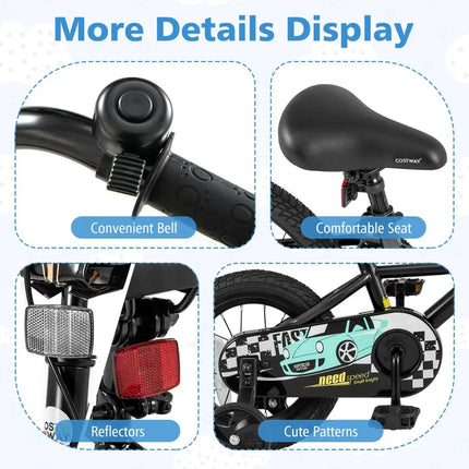 14 Inch Kids Bike Adjustable for 3 - 5 Years Old with Low - Step Frame - Oasis Home Essentials