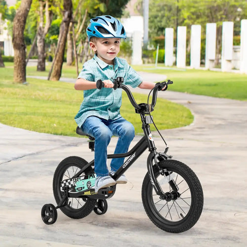 14 Inch Kids Bike Adjustable for 3-5 Years Old with Low-Step Frame - Black - Kids Bike