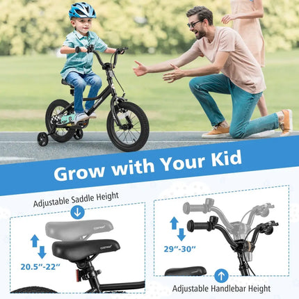 14 Inch Kids Bike Adjustable for 3 - 5 Years Old with Low - Step Frame - Oasis Home Essentials