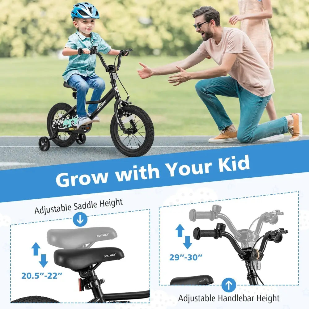 14 Inch Kids Bike Adjustable for 3 - 5 Years Old with Low - Step Frame - Oasis Home Essentials