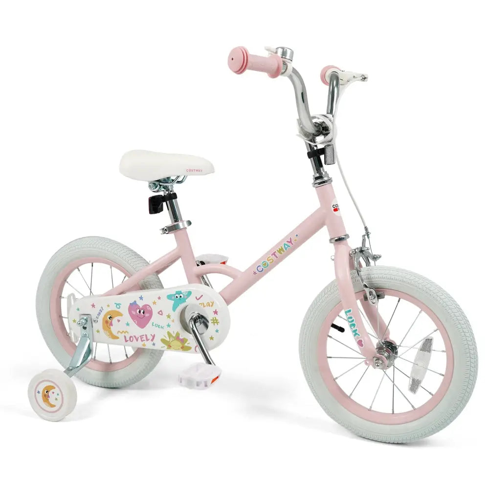 14 Inch Kids Bike Adjustable for 3 - 8 Years Old Children Pink - Stars & Moon - Oasis Home Essentials