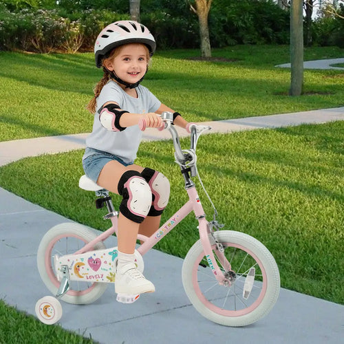 14 Inch Kids Bike Adjustable for 3-8 Years Old Children Pink - Stars & Moon - Pink - Kids Bike