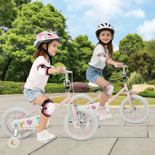 14 Inch Kids Bike Adjustable for 3-8 Years Old Children Pink - Stars & Moon - Pink - Kids Bike