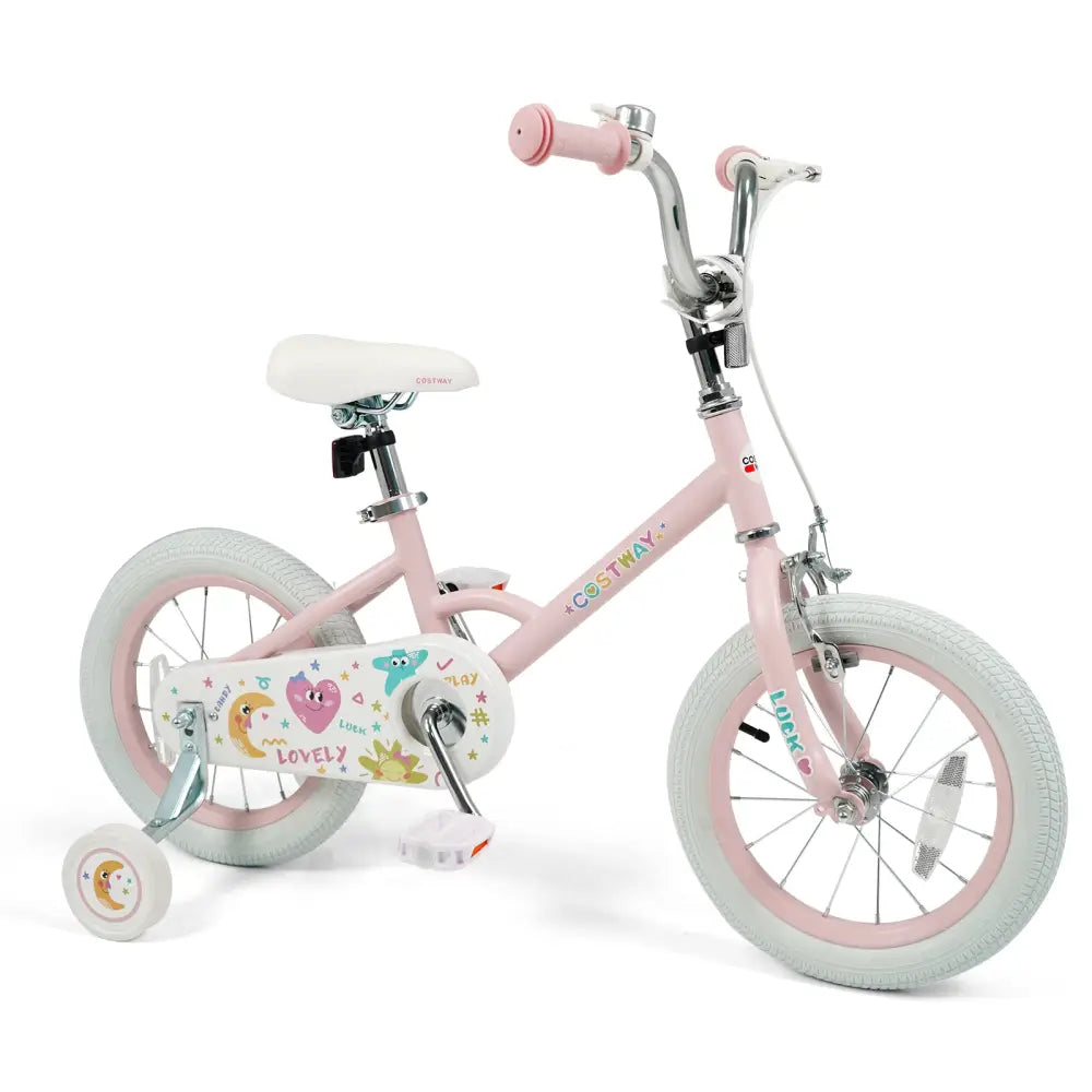 14 Inch Kids Bike Adjustable for 3-8 Years Old Children Pink - Stars & Moon - Pink - Kids Bike