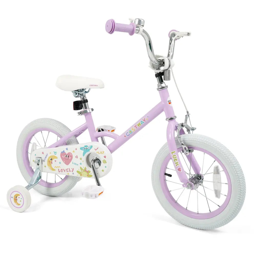 14 Inch Kids Bike Adjustable for 3-8 Years Old Children Purple - Stars & Moon - Purple - Kids Bike