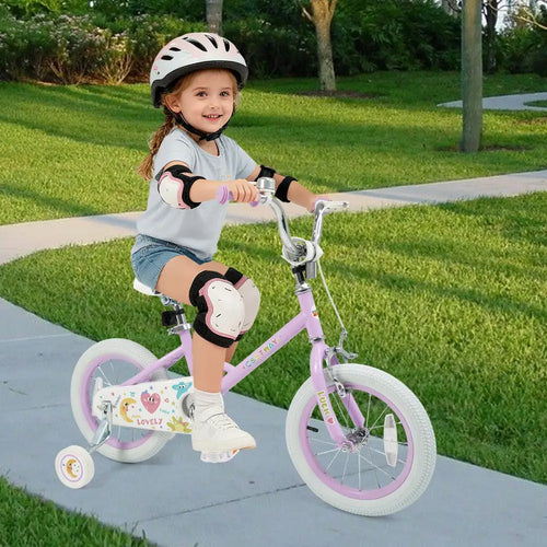 14 Inch Kids Bike Adjustable for 3-8 Years Old Children Purple - Stars & Moon - Purple - Kids Bike