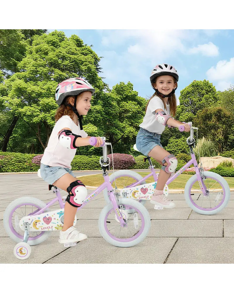 14 Inch Kids Bike Adjustable for 3-8 Years Old Children Purple - Stars & Moon - Purple - Kids Bike