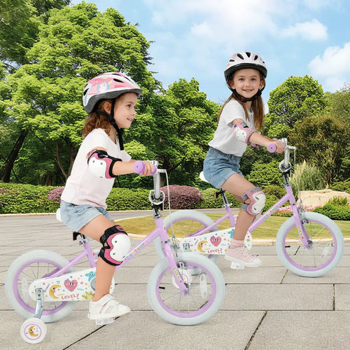 14 Inch Kids Bike Adjustable for 3-8 Years Old Children Purple - Stars & Moon - Purple - Kids Bike