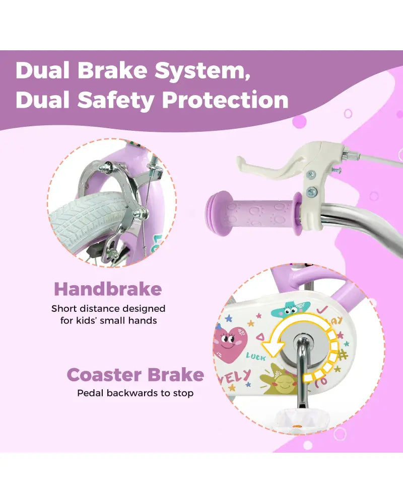 14 Inch Kids Bike Adjustable for 3-8 Years Old Children Purple - Stars & Moon - Purple - Kids Bike