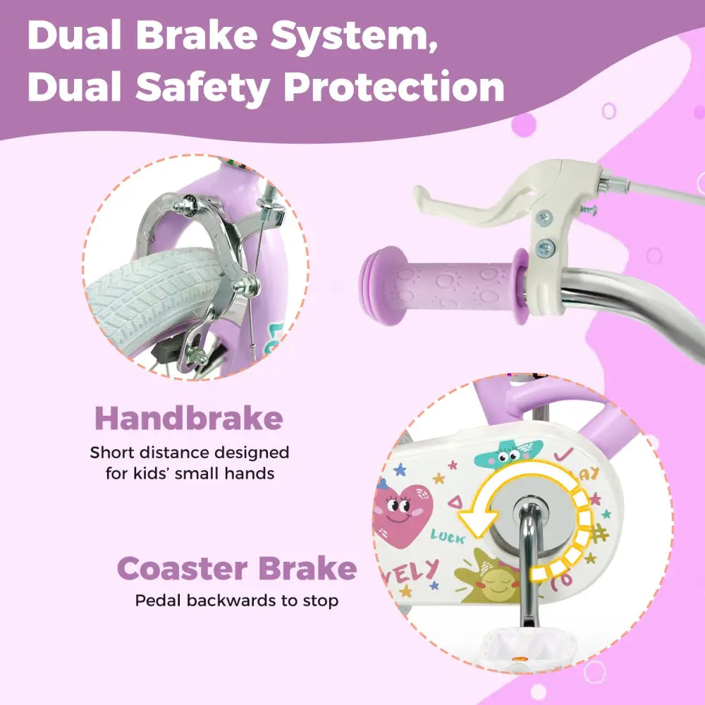 14 Inch Kids Bike Adjustable for 3-8 Years Old Children Purple - Stars & Moon - Purple - Kids Bike