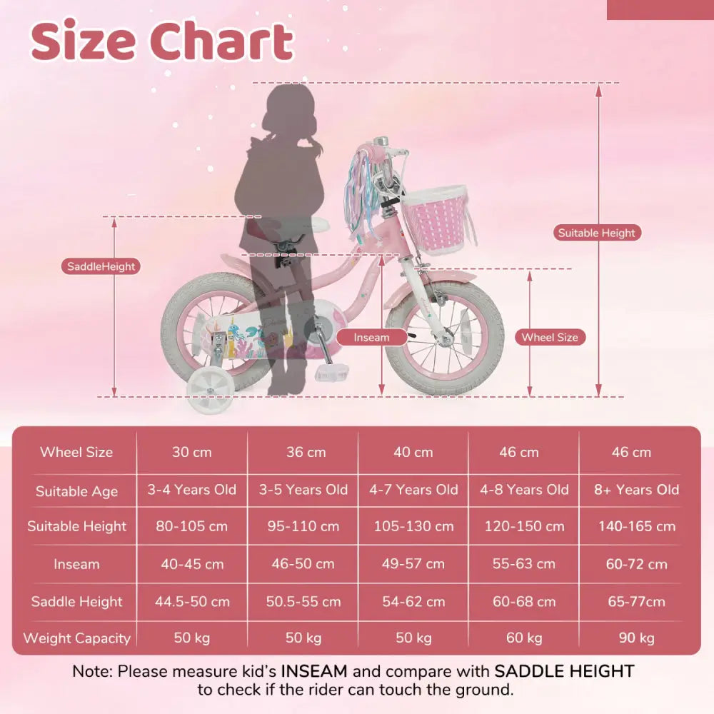 14 Inch Kids Bike Adjustable with Basket and Streamers for Girls Aged 3-5 Years Old Pink - Pink - Kids Bike