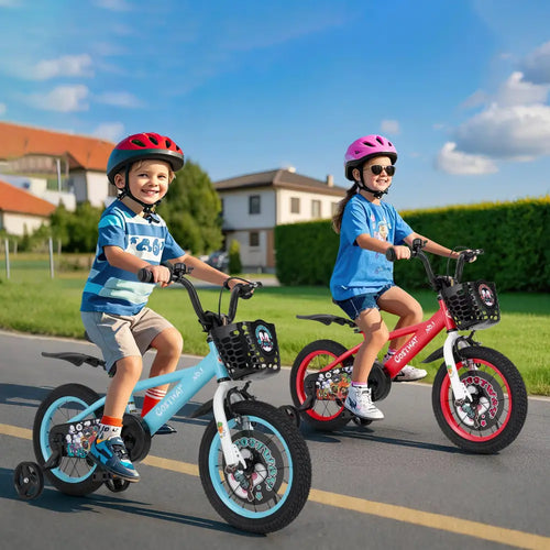 14 Inch Kids Bike Adjustable with Storage Basket and Double Brake for 3-5 Years Old-14 inches - Red - Kids Bike