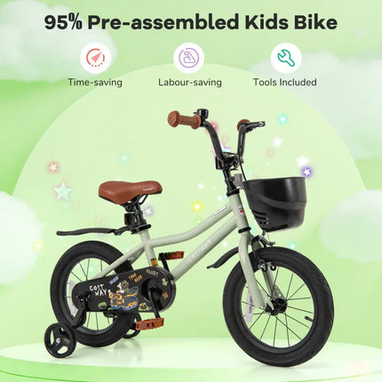 14 - Inch Kids Bike Adjustable with Training Wheels for 3 - 5 Years Old - Oasis Home Essentials