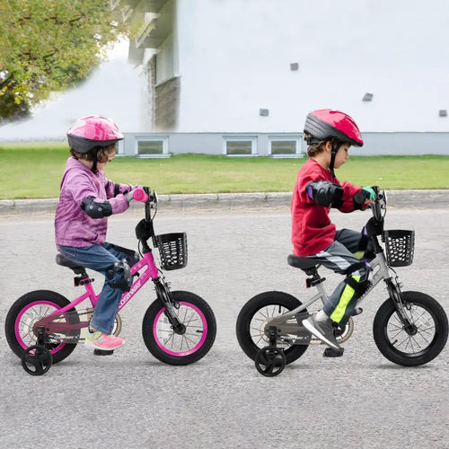 14 Inch Kids Bike Adjustable with Transparent Chain Cover for 4-5 Years Old - Silver - Kids Bike