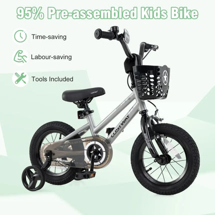 14 Inch Kids Bike Adjustable with Transparent Chain Cover for 4 - 5 Years Old - Oasis Home Essentials