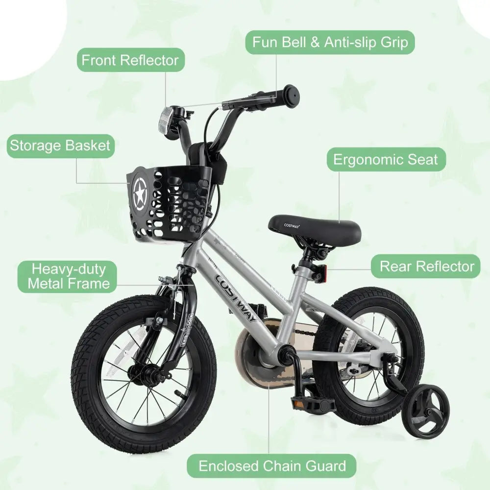 14 Inch Kids Bike Adjustable with Transparent Chain Cover for 4 - 5 Years Old - Oasis Home Essentials