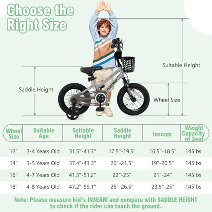14 Inch Kids Bike Adjustable with Transparent Chain Cover for 4 - 5 Years Old - Oasis Home Essentials