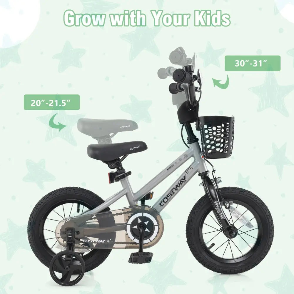 14 Inch Kids Bike Adjustable with Transparent Chain Cover for 4 - 5 Years Old - Oasis Home Essentials