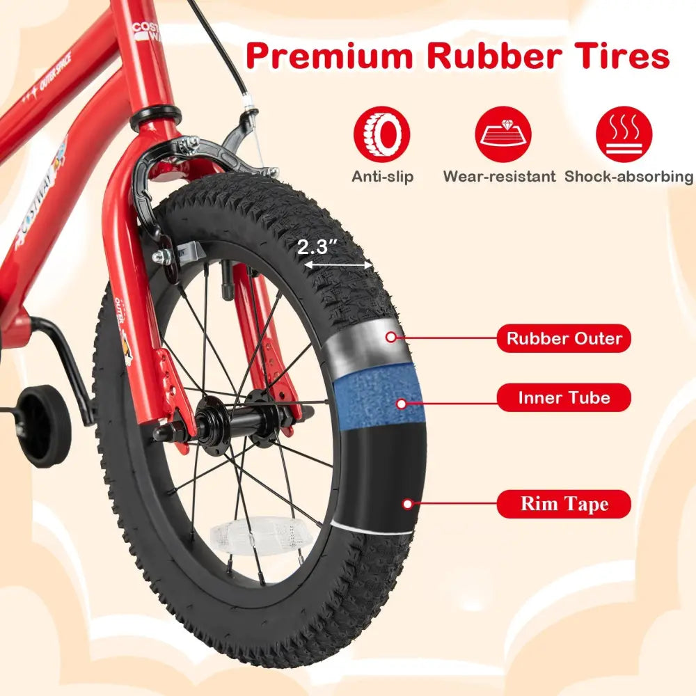 14 - Inch Kids Bike Ages 3 - 8 with Handbrake and Coaster Brake and Bell Ring - 14 inches - Oasis Home Essentials
