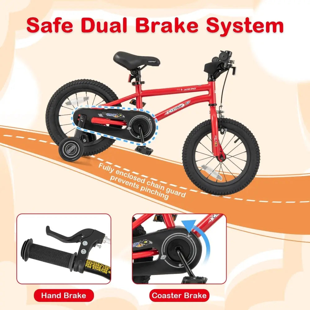 14 - Inch Kids Bike Ages 3 - 8 with Handbrake and Coaster Brake and Bell Ring - 14 inches - Oasis Home Essentials