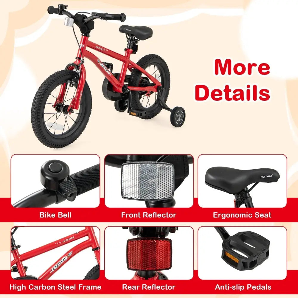 14 - Inch Kids Bike Ages 3 - 8 with Handbrake and Coaster Brake and Bell Ring - 14 inches - Oasis Home Essentials