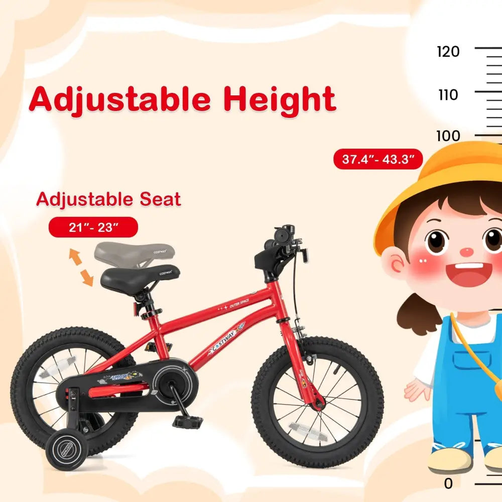 14 - Inch Kids Bike Ages 3 - 8 with Handbrake and Coaster Brake and Bell Ring - 14 inches - Oasis Home Essentials