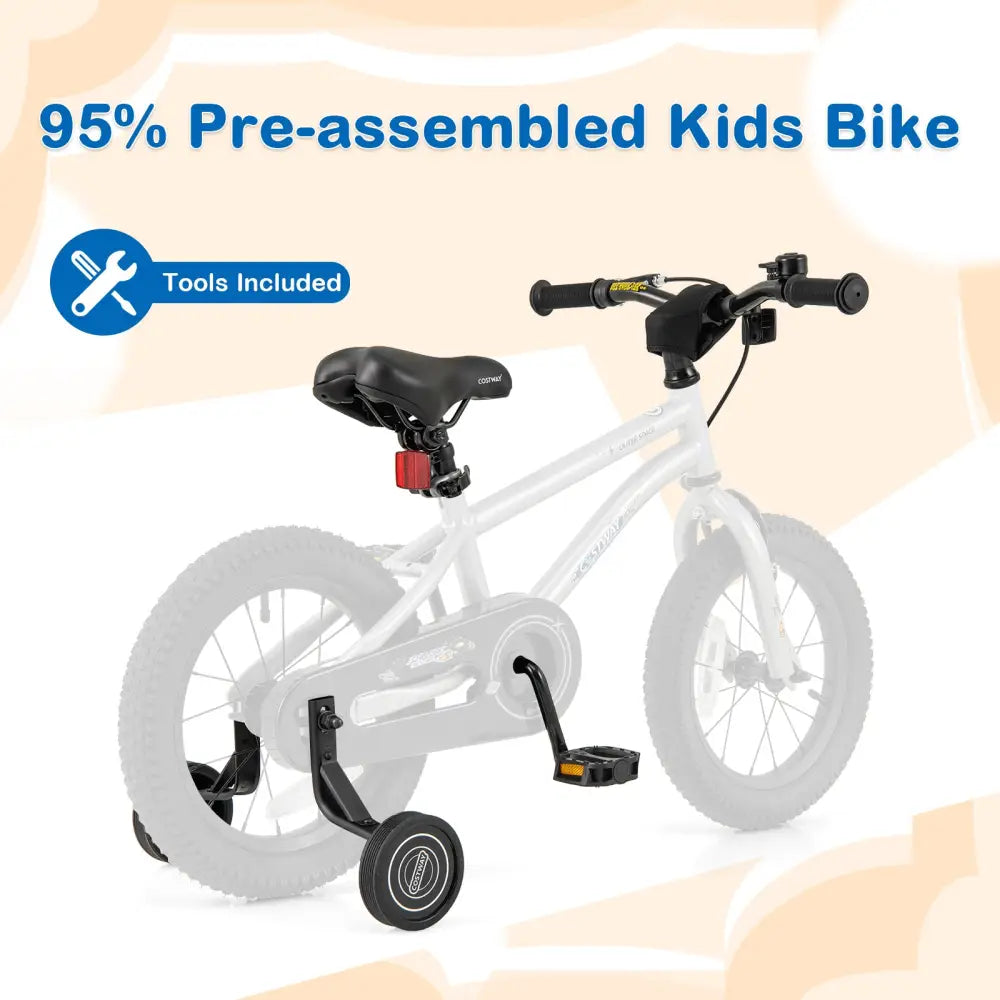 14-Inch Kids Bike Bicycle for Boys Girls 3-5 with High Carbon Steel Frame - Silver - Kids Bike