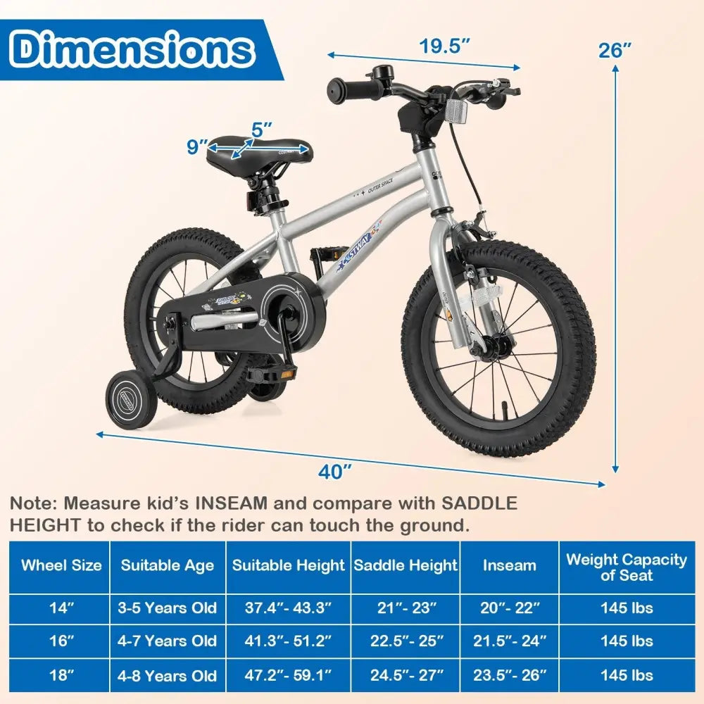 14 - Inch Kids Bike Bicycle for Boys Girls 3 - 5 with High Carbon Steel Frame - Oasis Home Essentials
