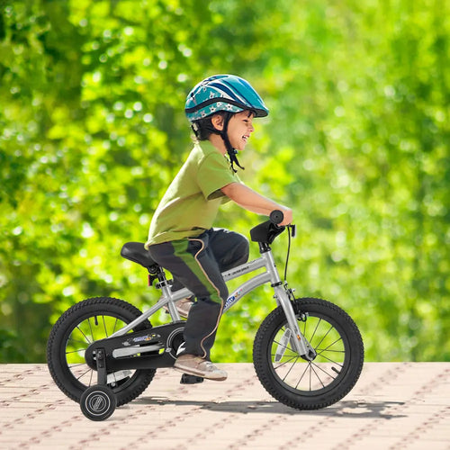 14-Inch Kids Bike Bicycle for Boys Girls 3-5 with High Carbon Steel Frame - Silver - Kids Bike