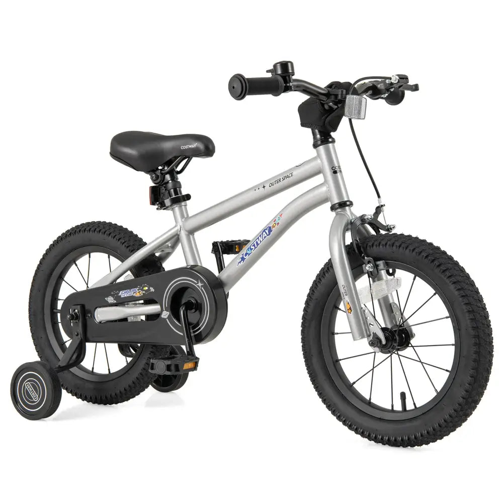 14-Inch Kids Bike Bicycle for Boys Girls 3-5 with High Carbon Steel Frame - Silver - Kids Bike