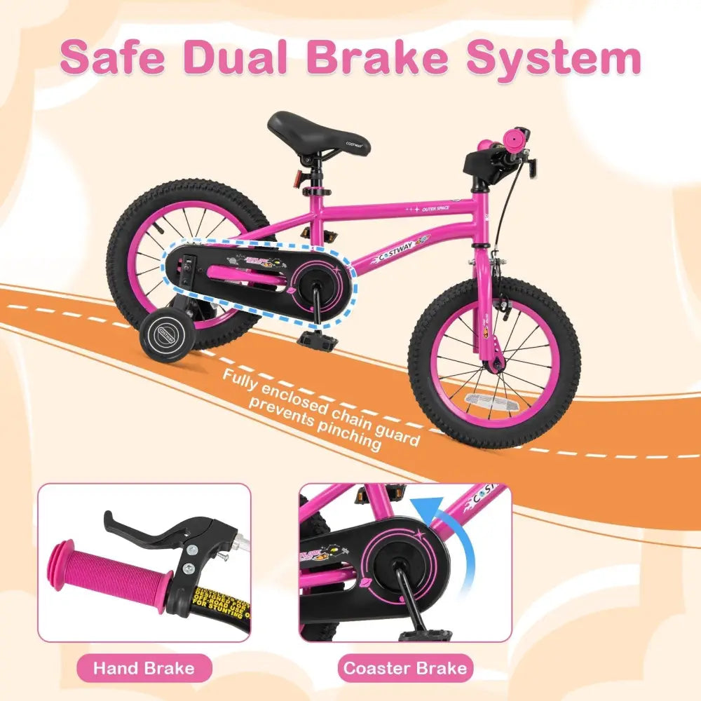 14 Inch Kids Bike for 3 - 5 Years Old Adjustable with Removable Training Wheels - Oasis Home Essentials