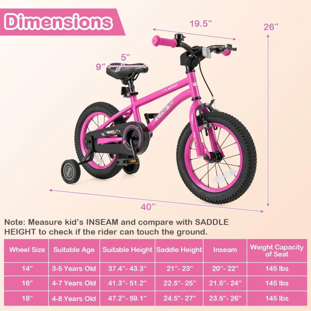14 Inch Kids Bike for 3 - 5 Years Old Adjustable with Removable Training Wheels - Oasis Home Essentials