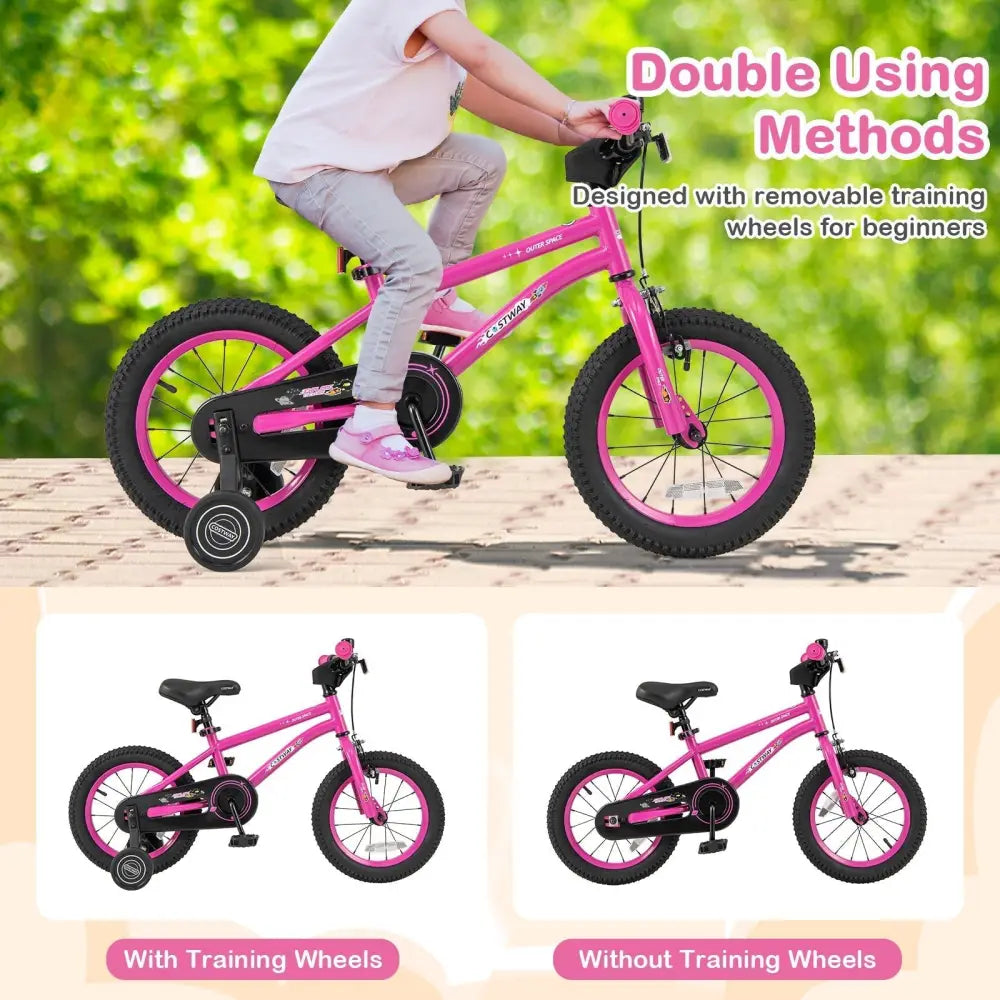 14 Inch Kids Bike for 3 - 5 Years Old Adjustable with Removable Training Wheels - Oasis Home Essentials