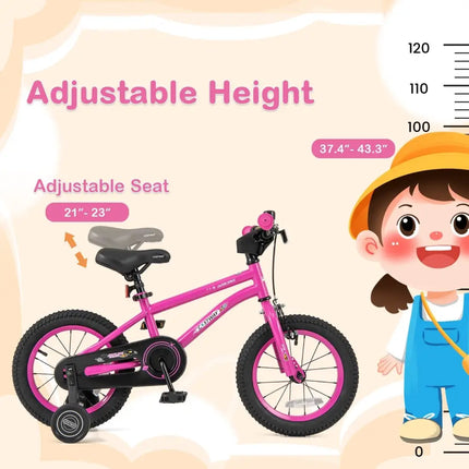 14 Inch Kids Bike for 3 - 5 Years Old Adjustable with Removable Training Wheels - Oasis Home Essentials