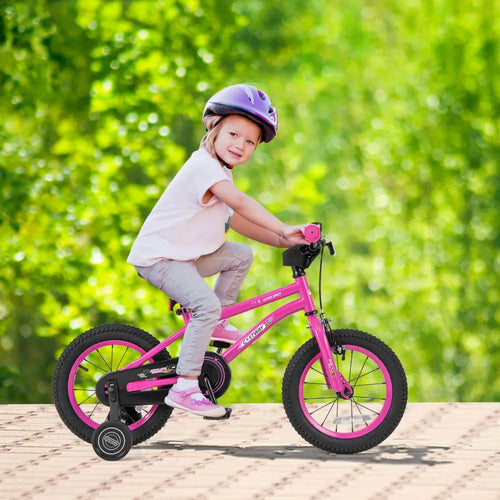 14 Inch Kids Bike for 3-5 Years Old Adjustable with Removable Training Wheels - Pink - Kids Bike