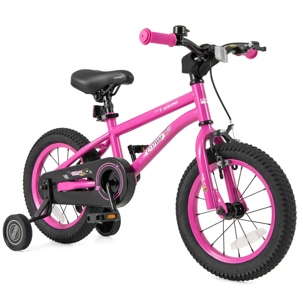 14 Inch Kids Bike for 3-5 Years Old Adjustable with Removable Training Wheels - Pink - Kids Bike