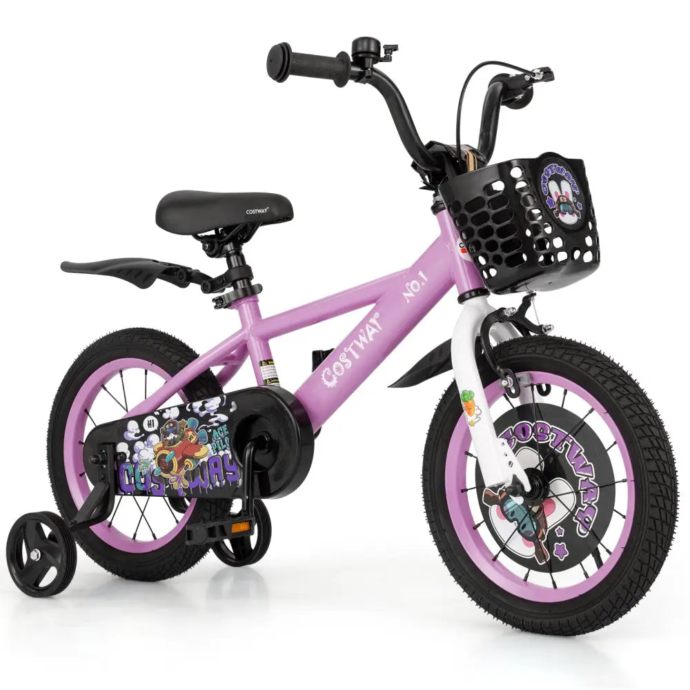 14 Inch Kids Bike for 3-5 Years Old Sport Bicycle with Adjustable Handlebar and Saddle-14 inches - Purple - Kids Bike