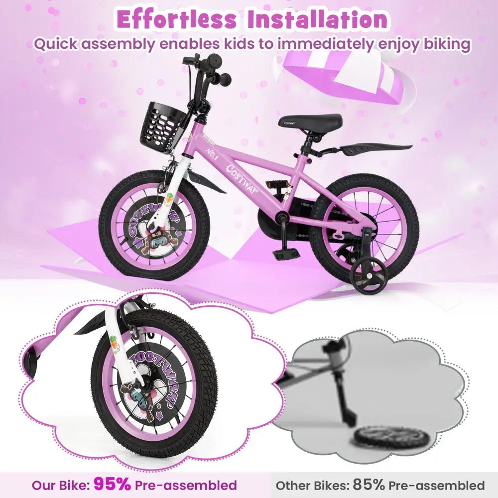14 Inch Kids Bike for 3 - 5 Years Old Sport Bicycle with Adjustable Handlebar and Saddle - 14 inches - Oasis Home Essentials