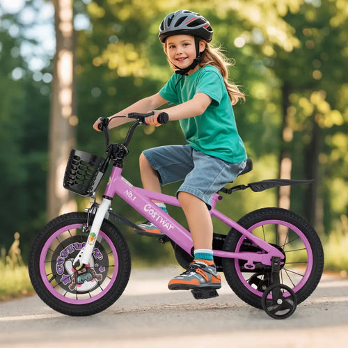 14 Inch Kids Bike for 3-5 Years Old Sport Bicycle with Adjustable Handlebar and Saddle-14 inches - Purple - Kids Bike