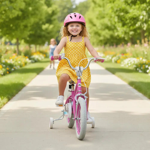 14 Inch Kids Bike for Aged 3-8 Years Old with Adjustable Handlebar Pink- Starlight Wave - Pink - Kids Bike